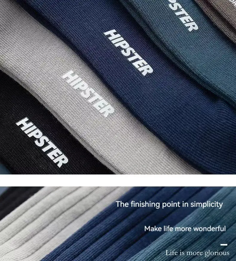 5 Paar Herrensocken, mittelhohe Socken, warme Socken, lange, schweißabsorbierende, atmungsaktive Socken, trendige, vielseitige Herbst- und Wintersportsocken – Detail 9