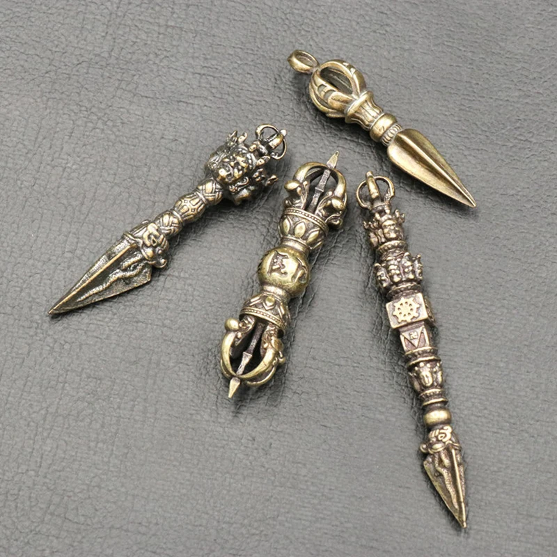 빈티지 솔리드 종교 페슬기도 펜던트, 네팔 티베트 수공예, 불교 바즈라 페슬 구리 공예 