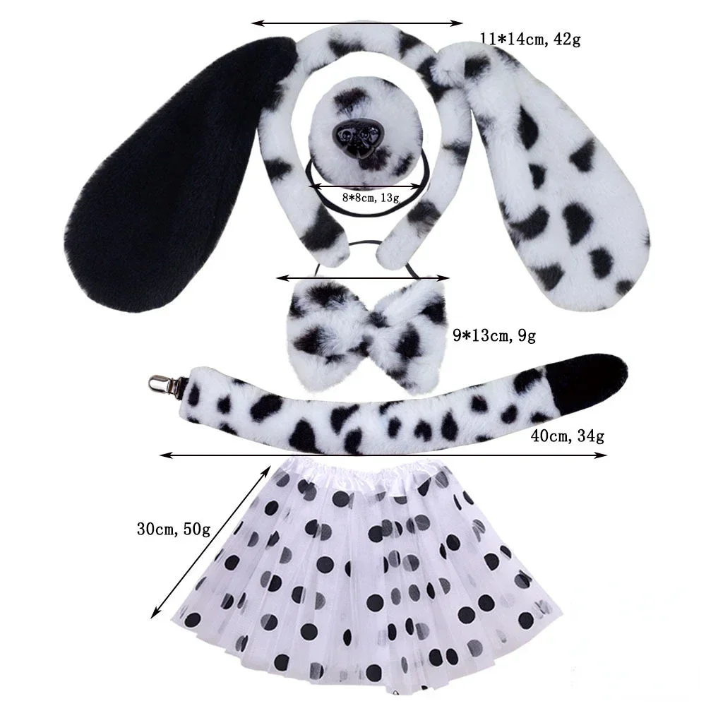 Girls Adult Children Cute Plush Anime Spotted Dog Ears Funny Animal Costume Cosplay Props Headband Skirt Nose Tail cosplay costume kids girls dress animal tutu skirt outfit