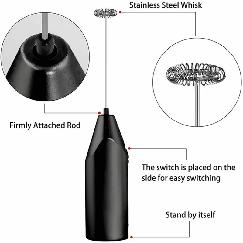 Electric Handheld Milk Frother and Foamer - Battery Operated Whisk for Perfectly Frothed Coffee