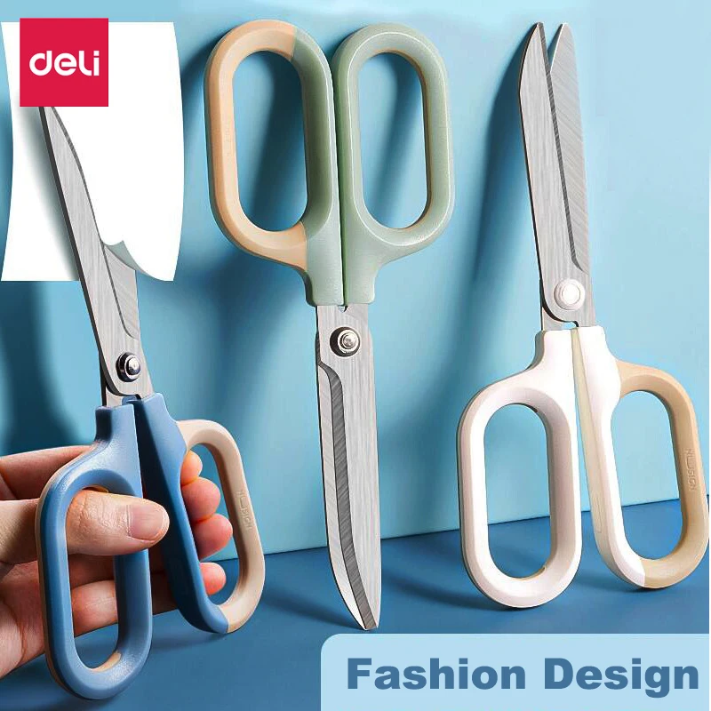 Deli Stationery Scissors Stainless Steel Macaron Color for School Adults Household Office Tailor\'s Scrapbook Paper Craft Scissor