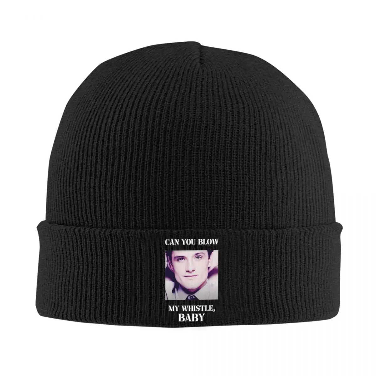 

Josh Hutcherson Can You Blow My Whistle Baby Meme Knit Hat Beanies Winter Hat Warm Street Caps for Men Women