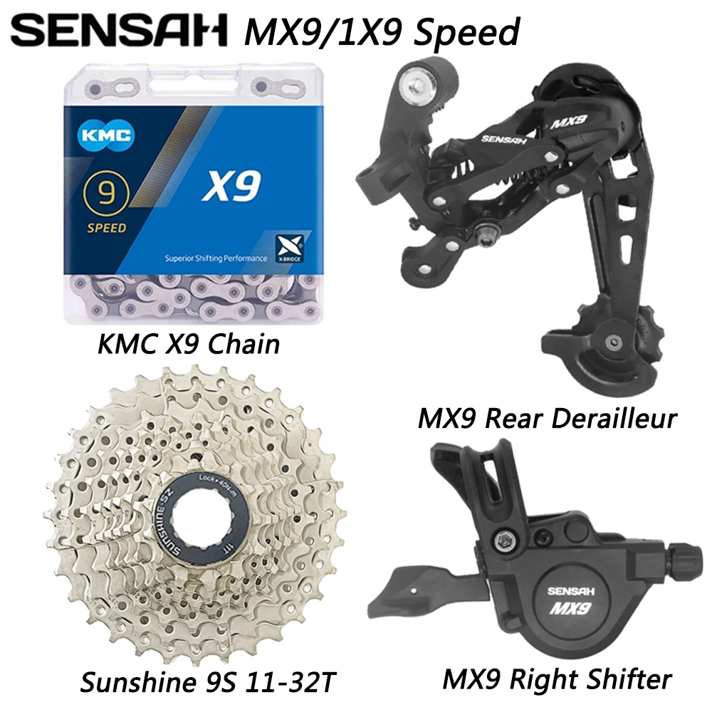 

Сенсорный Задний рычаг переключателя передач SENSAH MX9 1X 9 скоростей, кассета 11-32T/36T/40T KMC X10, детали цепи велосипеда