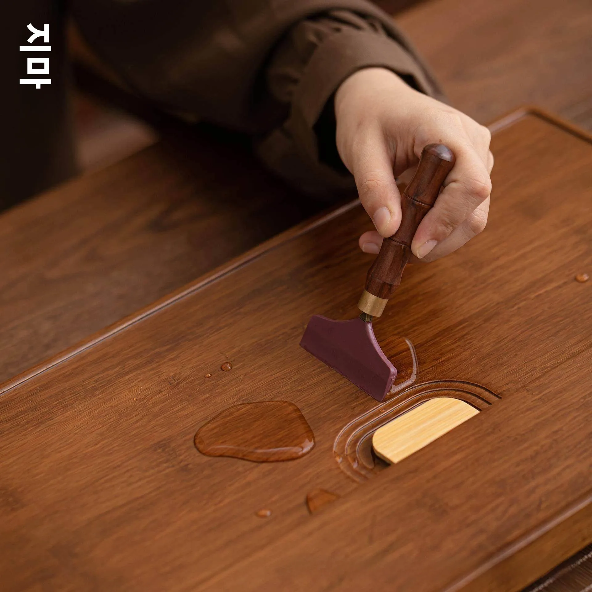 블랙 에보니 티 브러쉬 차 물 스크레이퍼 실리콘 스크래치 방지 티 트레이 다도 용품 스테인리스 스틸 주요 재질