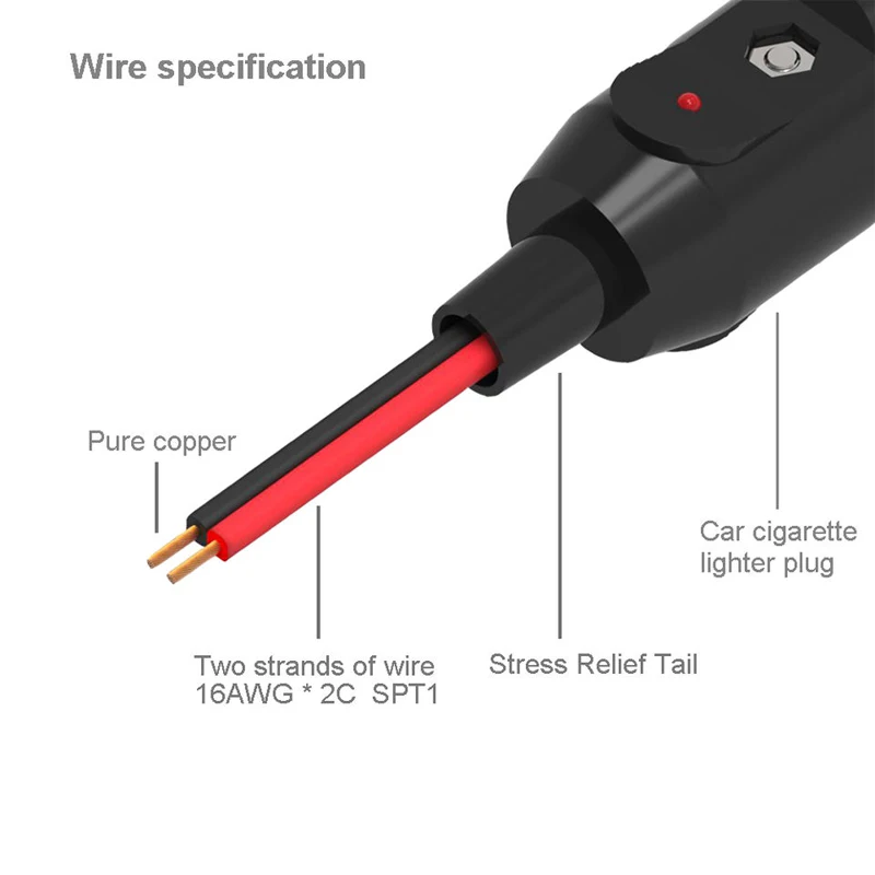 Prolunga Accendisigari Auto 2 Metri – Da Maschio A Femmina Con LED E Fusibile 5A – Cavo CC 12-24V