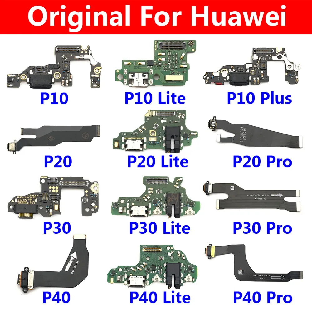 

100% Original USB Charger Connector Charging Port Flex Board For Huawei P9 P10 P20 P30 P40 Lite E Plus Pro Charge Flex Cable