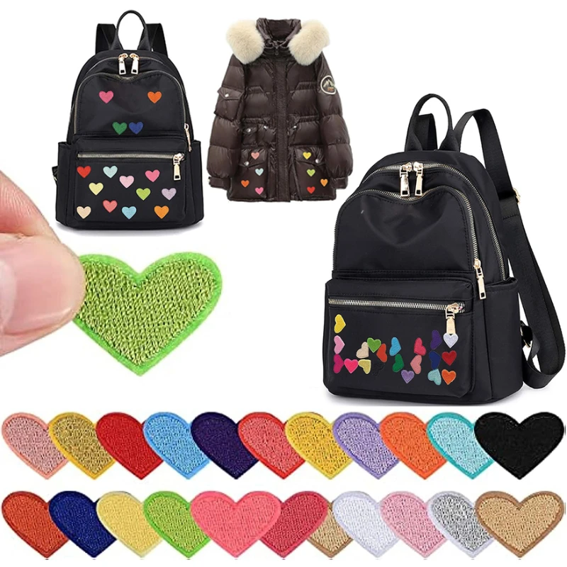 20pcs Embroidered Heart Patches Iron On Clothing Patches For Bag Jeans Hat T Shirt Embroidery Badges DIY Craft Repair Decor