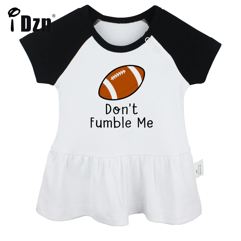 

iDzn Summer NEW Don't Fumble Me Baby Girls Cute Short Sleeve Dress Infant Funny Pleated Dress Soft Cotton Dresses Clothes