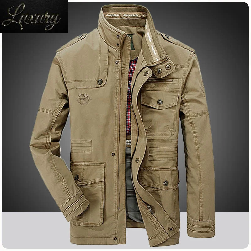 

Men's Casual Washed Cotton Military Camping Bomber Jacket For Windbreakers Streetwear Cargo Coats Men Parkas Clothing 6XL 7XL