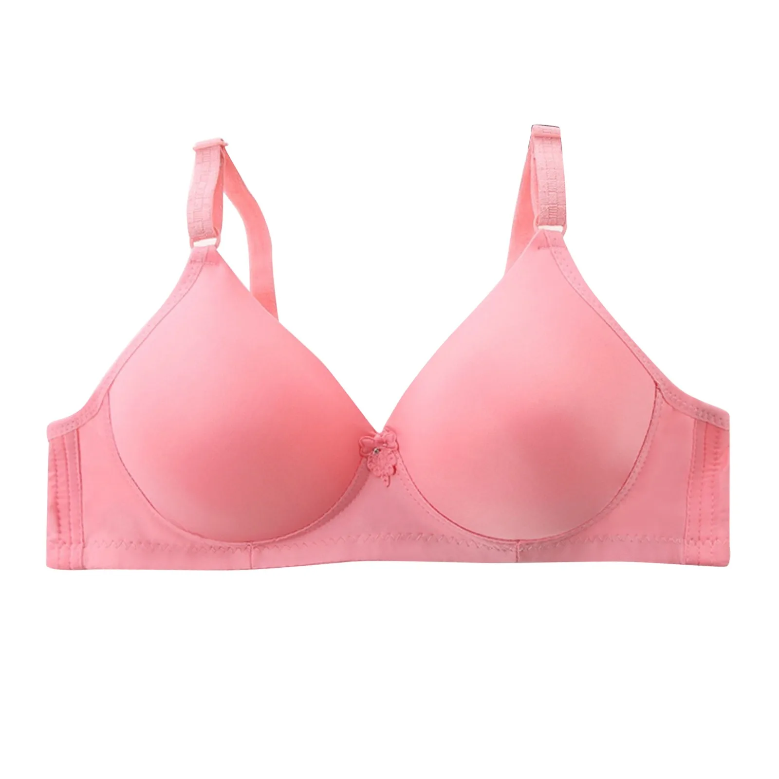 

Women's Comfortable Breathable Gather No Steel Rimless Thin Cup Underwears Solid Color Large Size Adjusted-straps Seamless Bras