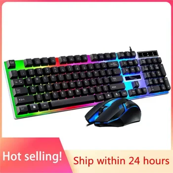 G21B Wired Keyboard And Mouse Set Usb Luminous Mechanical Keyboard And Mouse Set For PC Laptop Computer Game Office