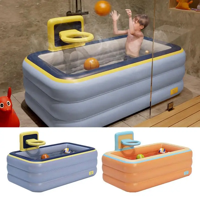 

Inflatable Swimming Pool With Basketball Hoop Thickened Family Party For Kids Adults Oversized Pool Summer Outdoor Bathing Pools