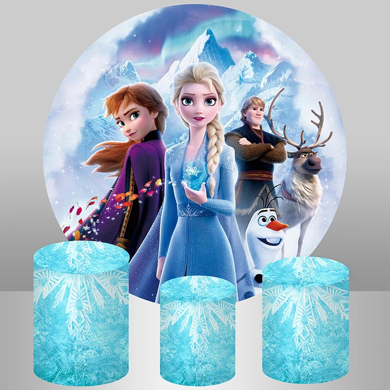 Disney Frozen Theme Round Backdrop Cover Princess Elsa Anna Girls Birthday  Party Background Winter Ice Snow Plinth Covers| | - AliExpress