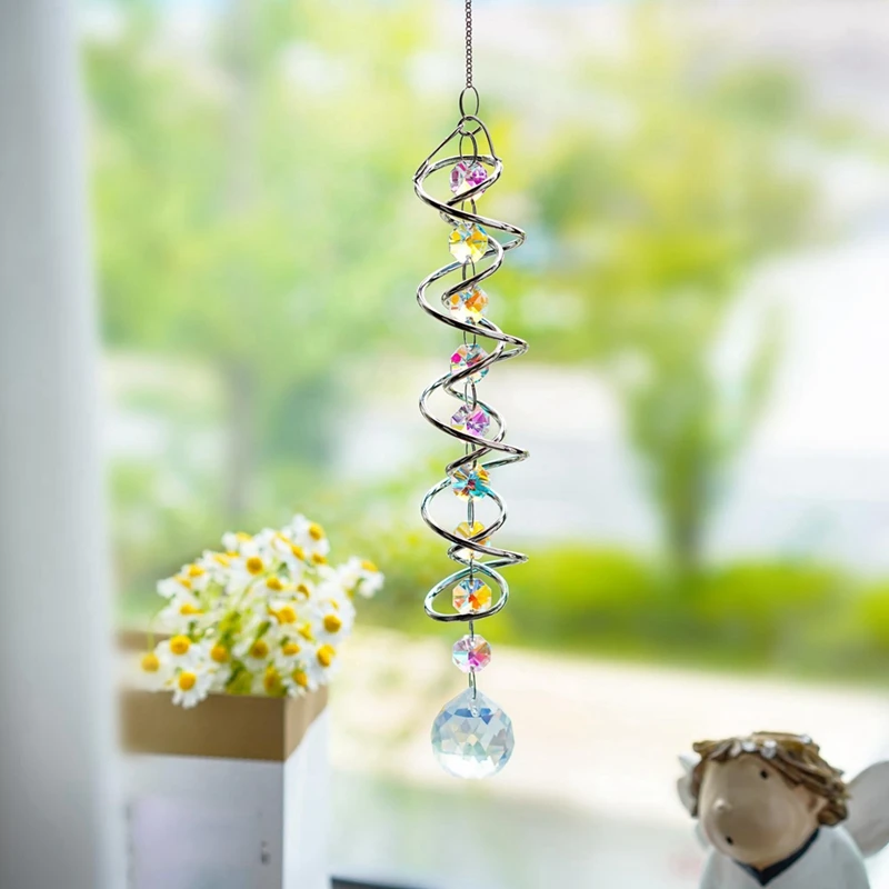 

17,7 дюймовый спиральный шар для глаз, декоративный ветряной Спиннер, Ловец Солнца, стеклянные кристаллы для украшения дома и улицы