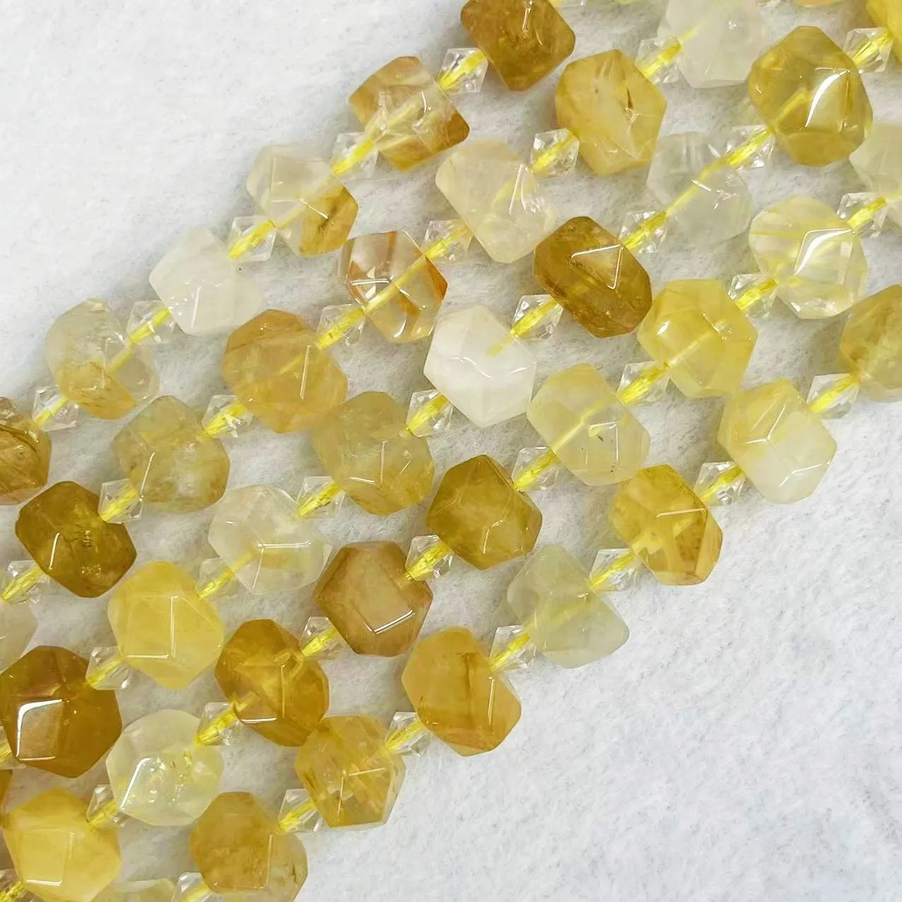 100% Natural Yellow Gum Flower Stone Crystal Beads Top Grade Irregular Loose Section Ghost Quartz Gems For DIY Jewelry Making