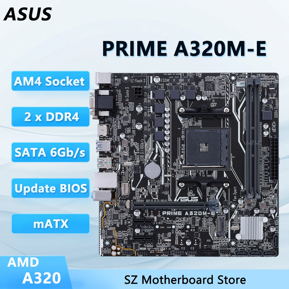 PRIME A320M-E ASUS Motherboard Support AM4 Ryzen 5 5600G 7