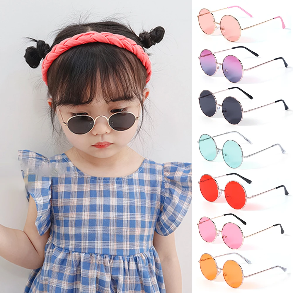 Kinder süße Candy Farbe Sonnenbrille Jungen Mädchen Retro Runde Rahmen Sonnenbrille UV 400 wilden britischen Stil Kinder Brillen_voghion.com