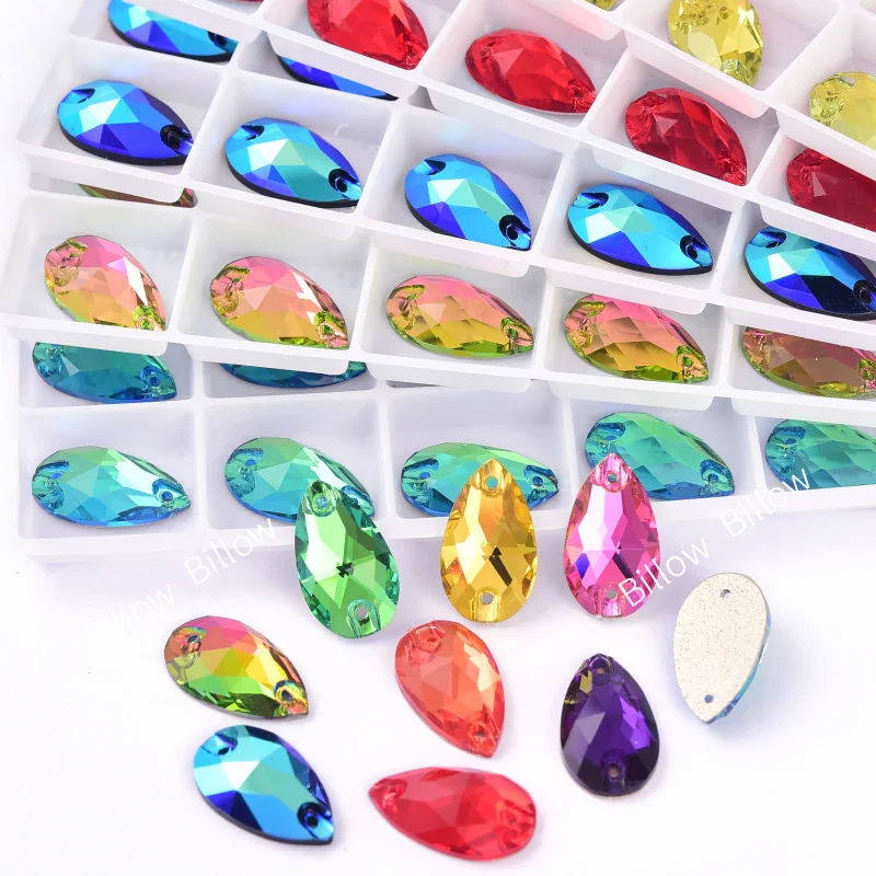 Strass Material AAAAA Quality Teardrop стразы Sew On Rhinestones Glass Strass Glitter ...
