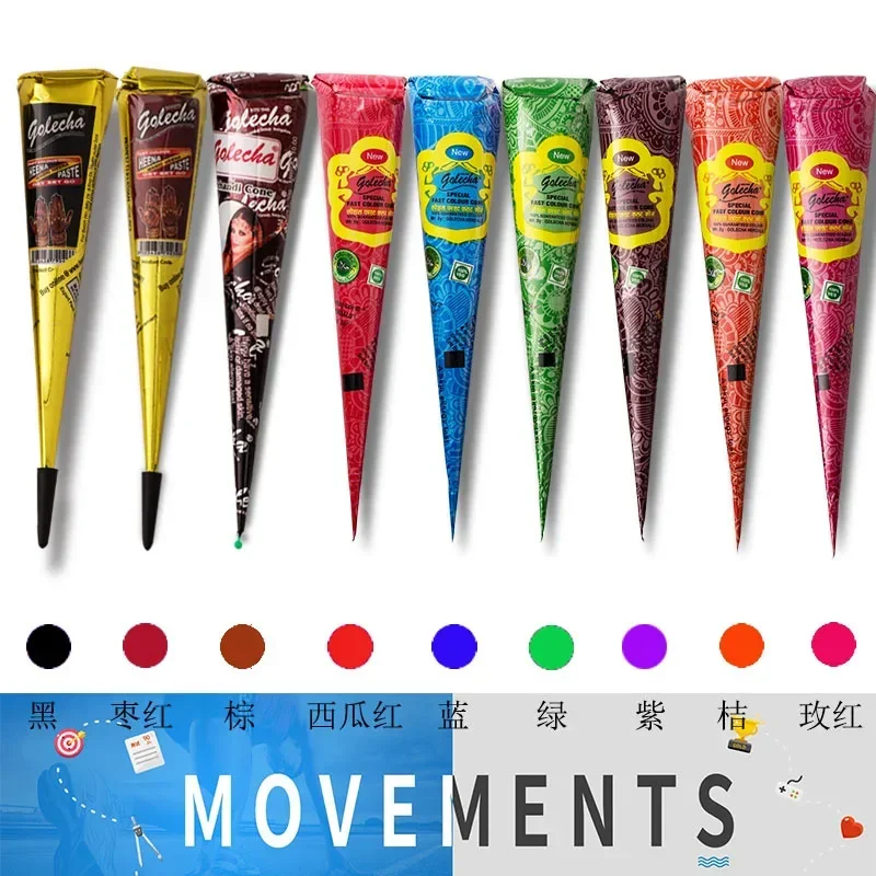 New Henna Tattoo Paste Black brown red white Henna Cones Indian For Temporary DIY Tattoo Sticker Body Paint  Cone henne 3