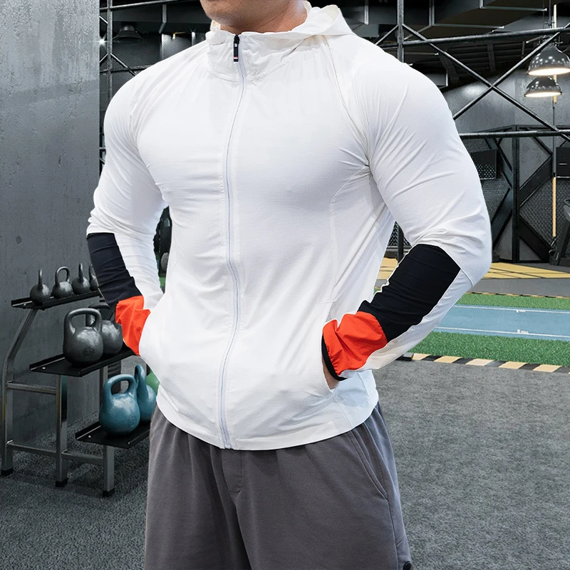 

Gym Sport Hoodies for Men Fitness Top Brand Jacket Gym Running Jogging Sportswear Outdoor Windproof Tight Coat Zipper Pocket 28