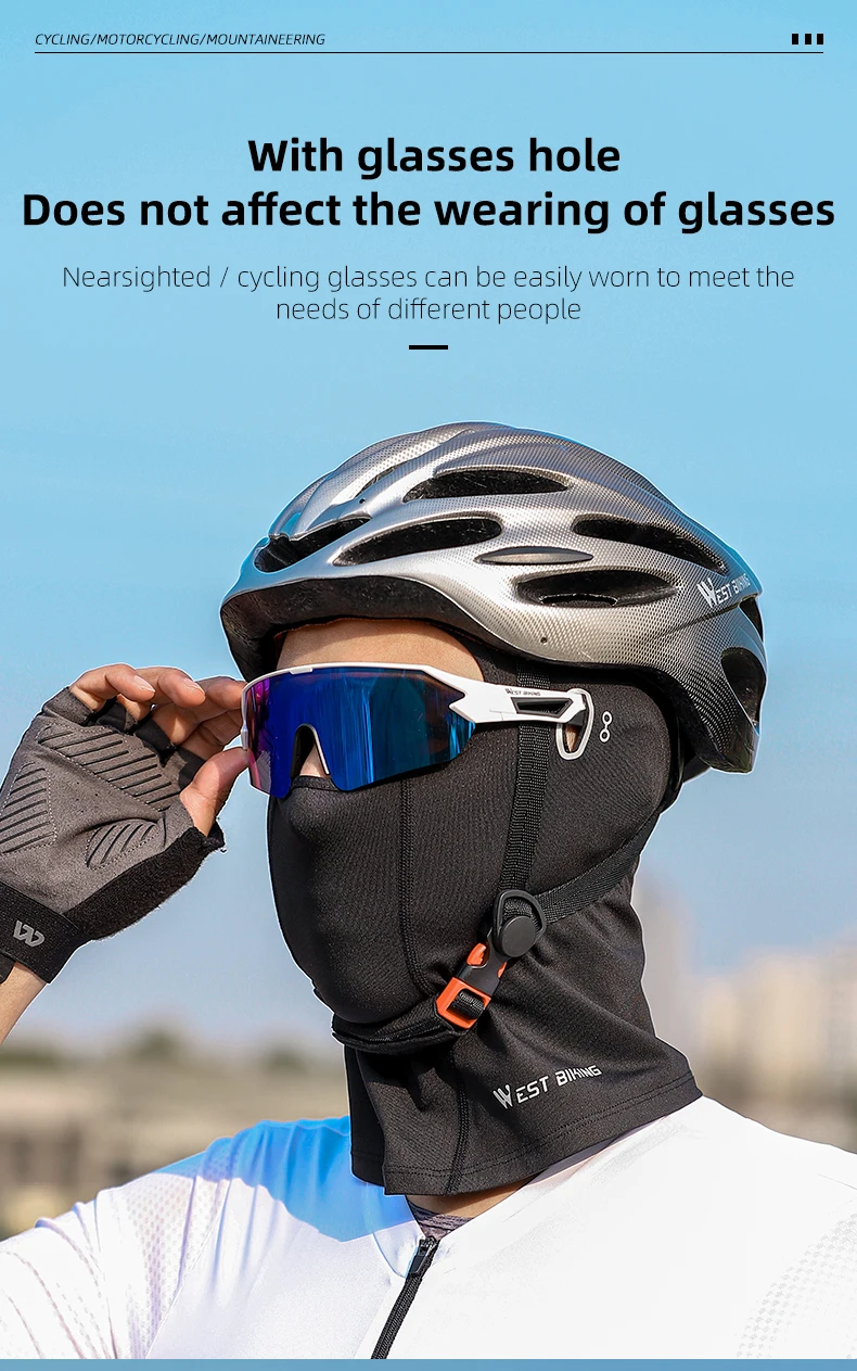 Description Picture 6 of itemWEST BIKING Summer Cooling Cycling Caps Moisture Wicking MTB Motorcycle Helmet Breathable Balaclava Anti-UV Full Face Mask