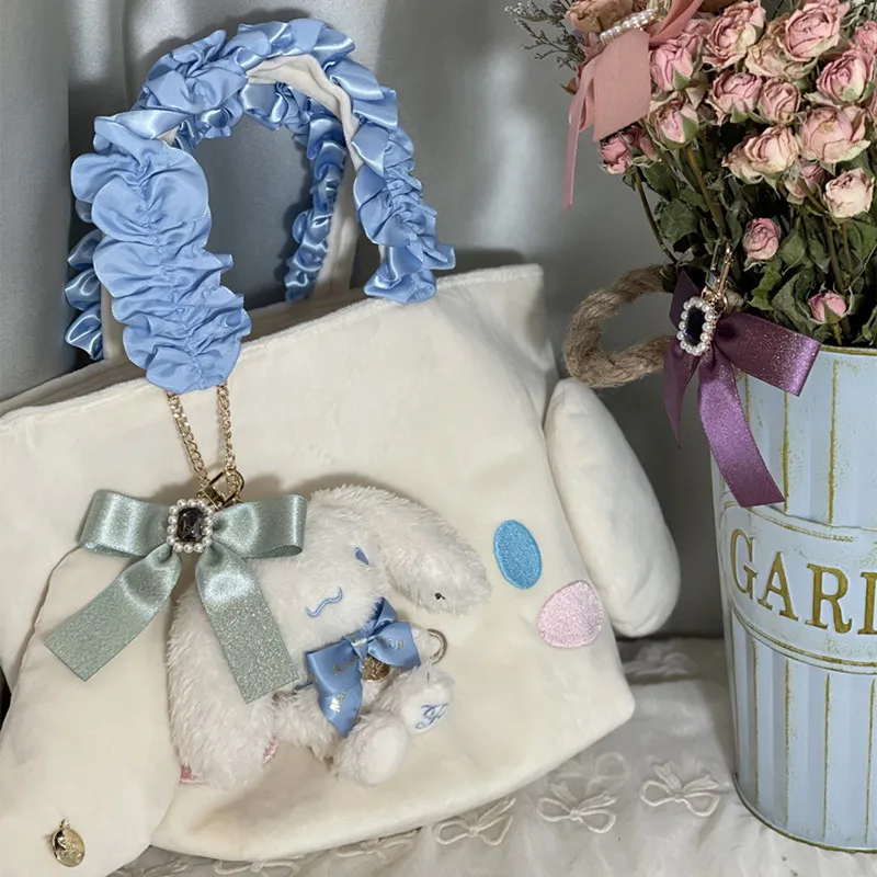 Japanese Style Pearl Rhinestone Ribbon Bowknot Bag Pendants Key Ring Hanging Ornament Girl Women's Cute Bag Charms