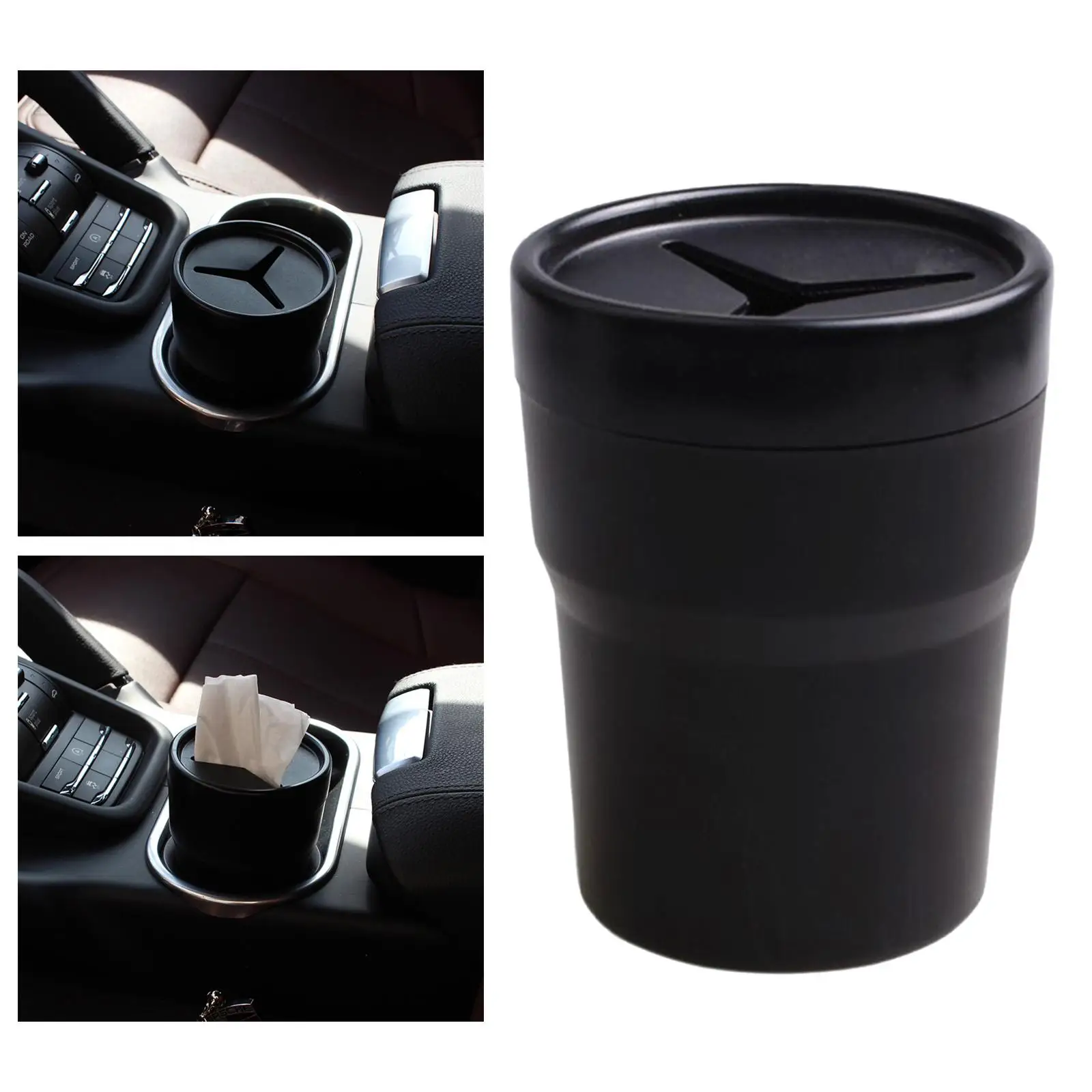 Car Trash Can Bin Leak-Proof Car Waste Basket Coin Holder Fit for