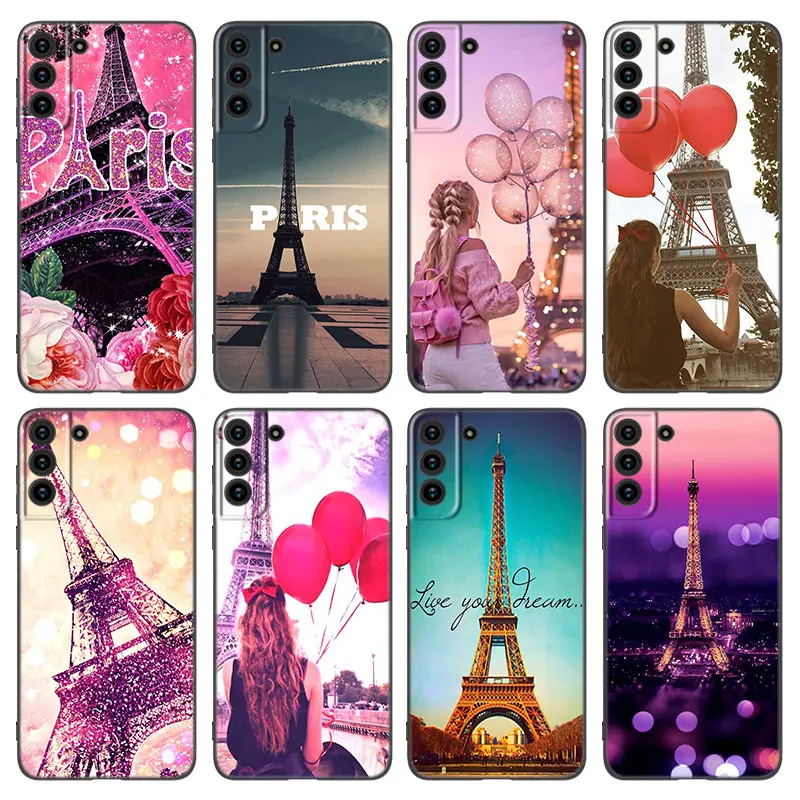 Custodia Per Telefono Paris Eiffiel Tower Per Samsung Galaxy S20 S21 Fe S22 Ultra S10 Lite S10E S9 S8 Plus S7 Edge Soft Tpu Cover Nera