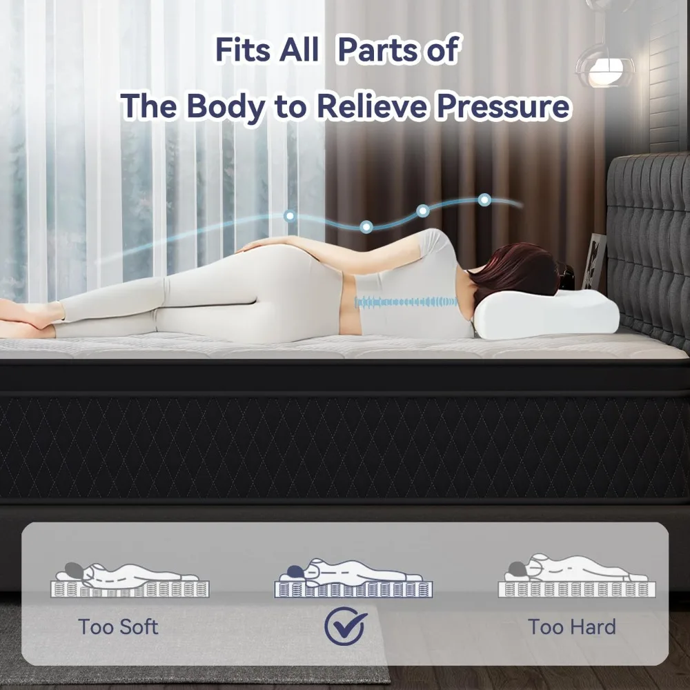 10 Inch Full Size Mattress,Memory Foam Hybrid Mattress in a Box,Individually Pocketed Springs for Isolate Motion 4