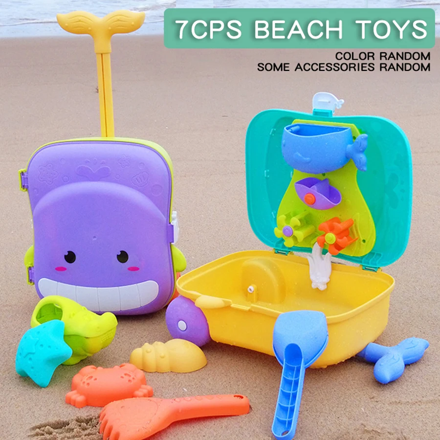 Summer Beach Sand Play Toys for Kids Luggage Toy Kit Water Toys Sand Bucket Pit Tool Outdoor Toys for Children Boy Girl Gifts 2
