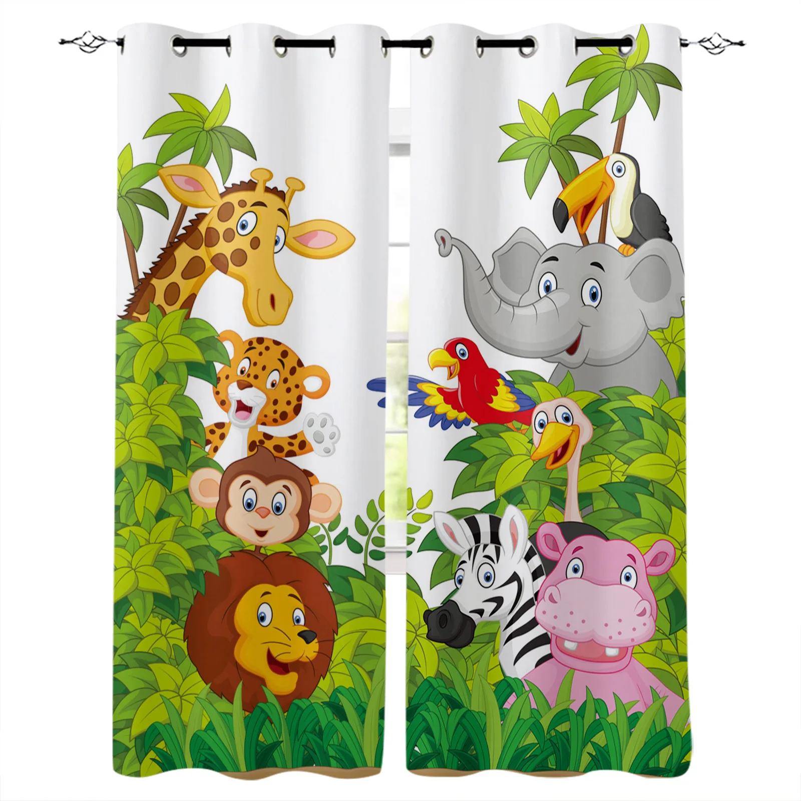 

Cartoon Jungle Forest Animals Blackout Curtains Window Curtains for Bedroom Living Room Decor Window Treatments
