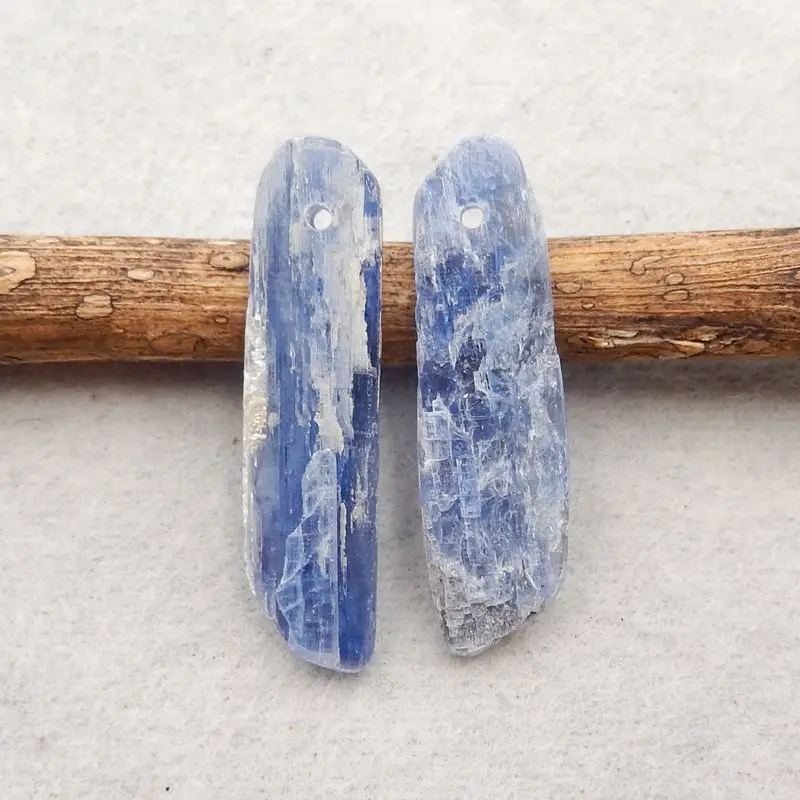 

Hot Sale Handmade Jewelry Natural Stone Blue Kyanite Nugget Women Earrings Accessories 30x8x4mm 3g