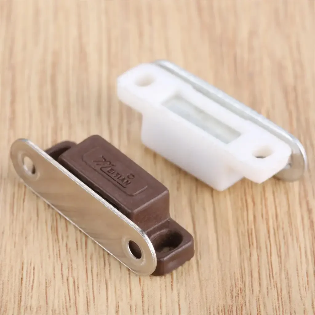 10Pcs 27x10mm Small Magnetic Door Catches Cabinet Kitchen Cupboard Wardrobe Latch Screw White Brown Furniture Hardware