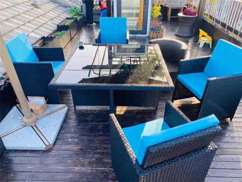 Modern Open-air Garden Furniture Sets Patio Rattan Furniture Set Waterproof and Sun-proof Armchair Leisure Outdoor Table Chairs