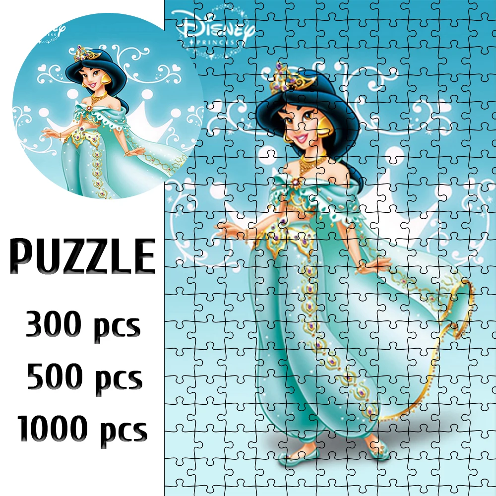 Aladdin and The Magic Lamp Puzzle Jasmine Jigsaw Disney Princess Tangram Puzzle Disney Cartoon Educational Intellectual Toy Gift disney princess jasmine hairband kid cosplay aladdin ears headband women genie of the lamp hair accessories girls bow hair bands