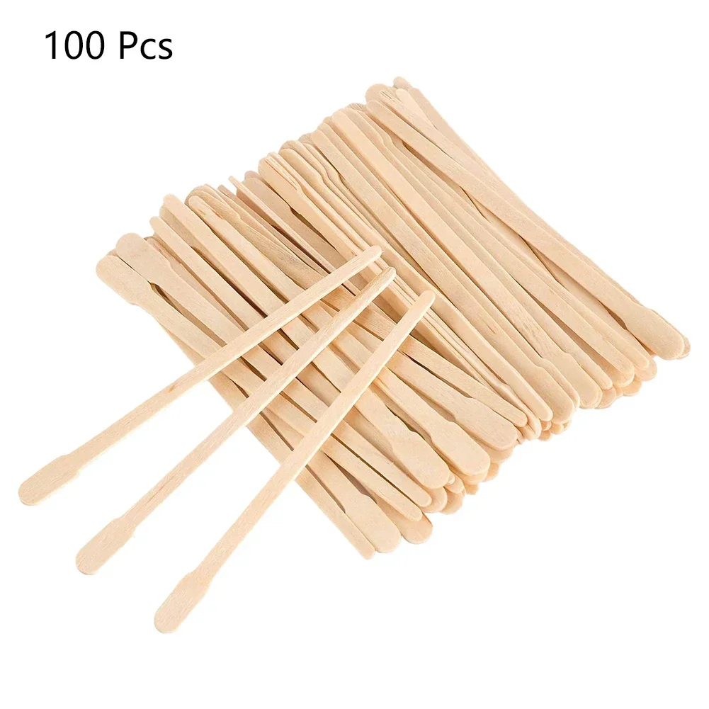 Body Hair Removal Sticks Eyebrow Wax Sticks Wooden Waxing Spatulas Mini Eyebrow Waxing Spatulas Small Wooden Wiping Bar 100Pcs