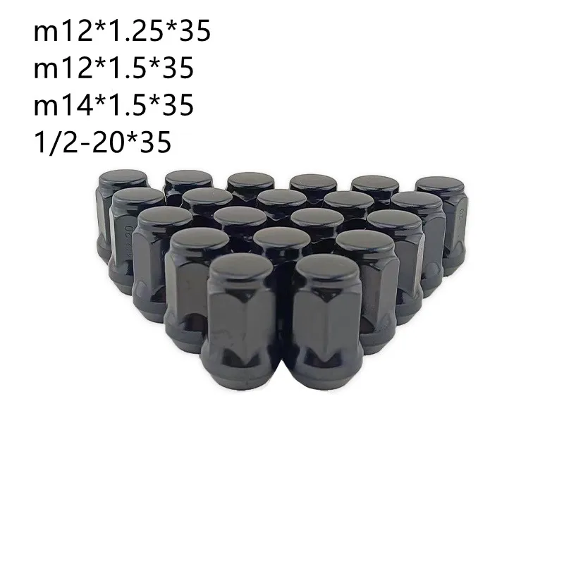 35mmHeightCarWheelNutm14m12LugNutsBlack34Hex19mm60degree.jpg