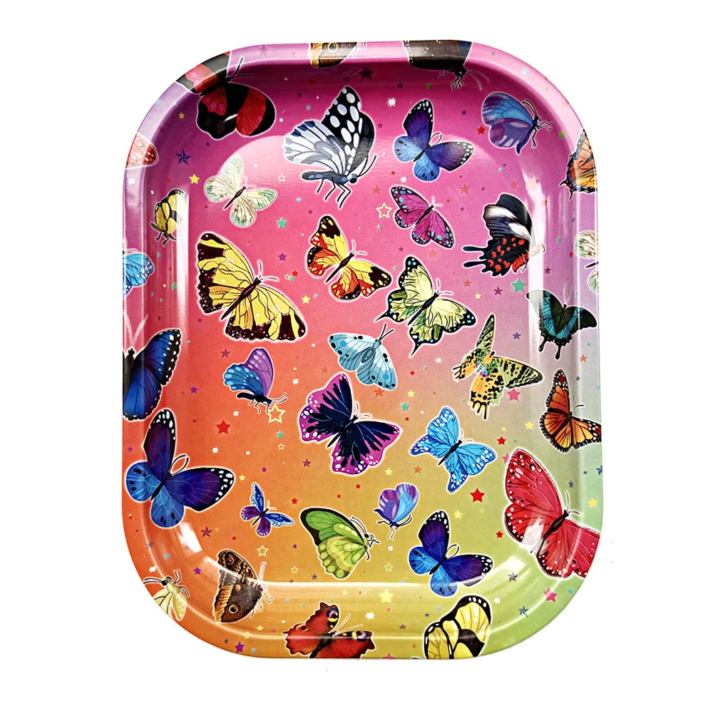 180*140mm Storage Case Metal Tray Rolling Tinplate Smoking Accessories Snack Dried Fruit Organizer Dessert Food Plate 6