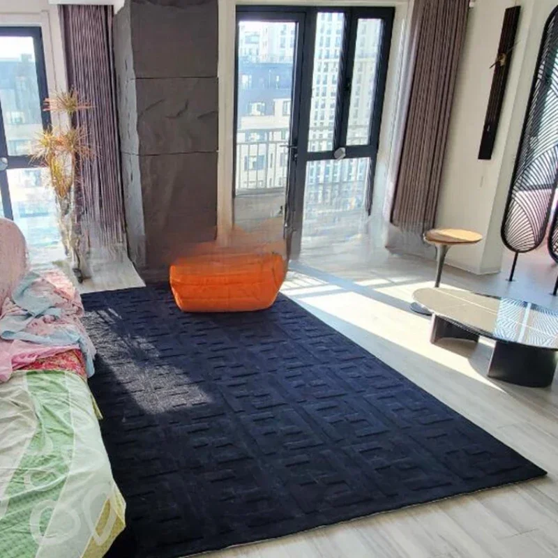 

Black three-dimensional relief living room coffee table carpet luxury Europe and the United States bedroom study cloakroom
