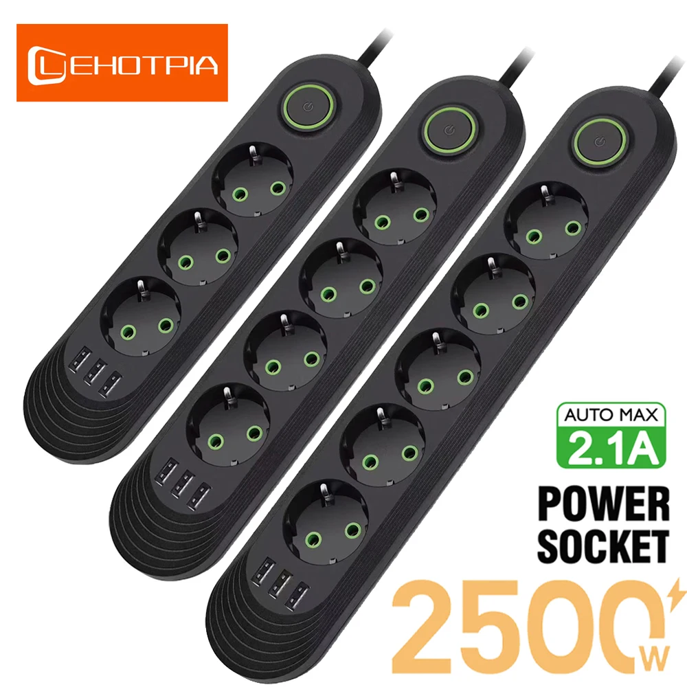 EU Plug AC Outlet Smart Home Multiprise Power Strip สายไฟปลั๊กไฟฟ้ากรองเครือข่ายพร้อมพอร์ต USB Fast CHARGING 1