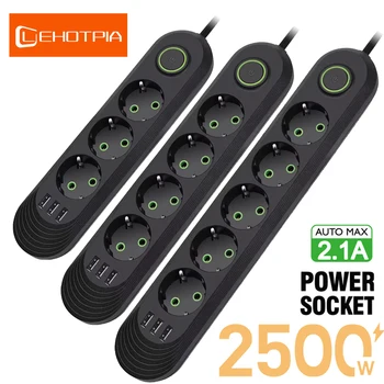 EU Plug AC Outlet Smart Home Multiprise Power Strip สายไฟปลั๊กไฟฟ้ากรองเครือข่ายพร้อมพอร์ต USB Fast CHARGING 1