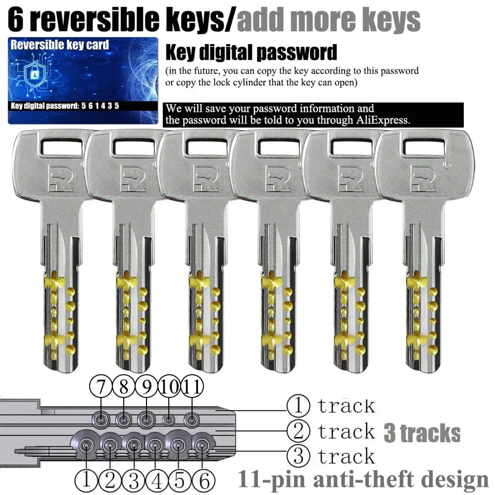 Door Lock Cylinder European Standard 11-pin Anti-theft