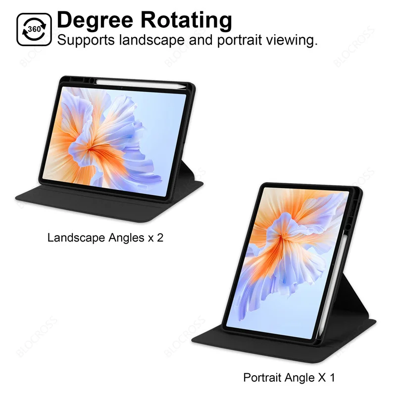 360° Rotating Protective Case with Auto Wake/Sleep Function
