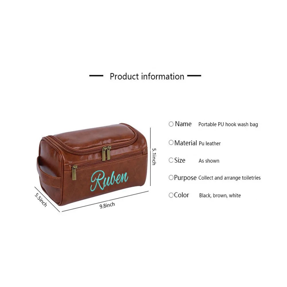 Personalized embroidery large waterproof ladies make-up bag cosmetics bathroom shaving bag men travel business handbag 6