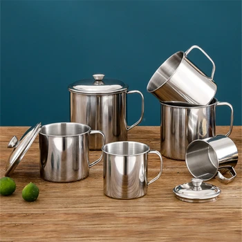 304 스테인리스 스틸 맥주 커피 머그잔, 캠핑 화상 방지 차수 차가운 음료 컵, 홈 오피스 사용, 뚜껑이 달린 휴대용 가글 컵 상품 이미지