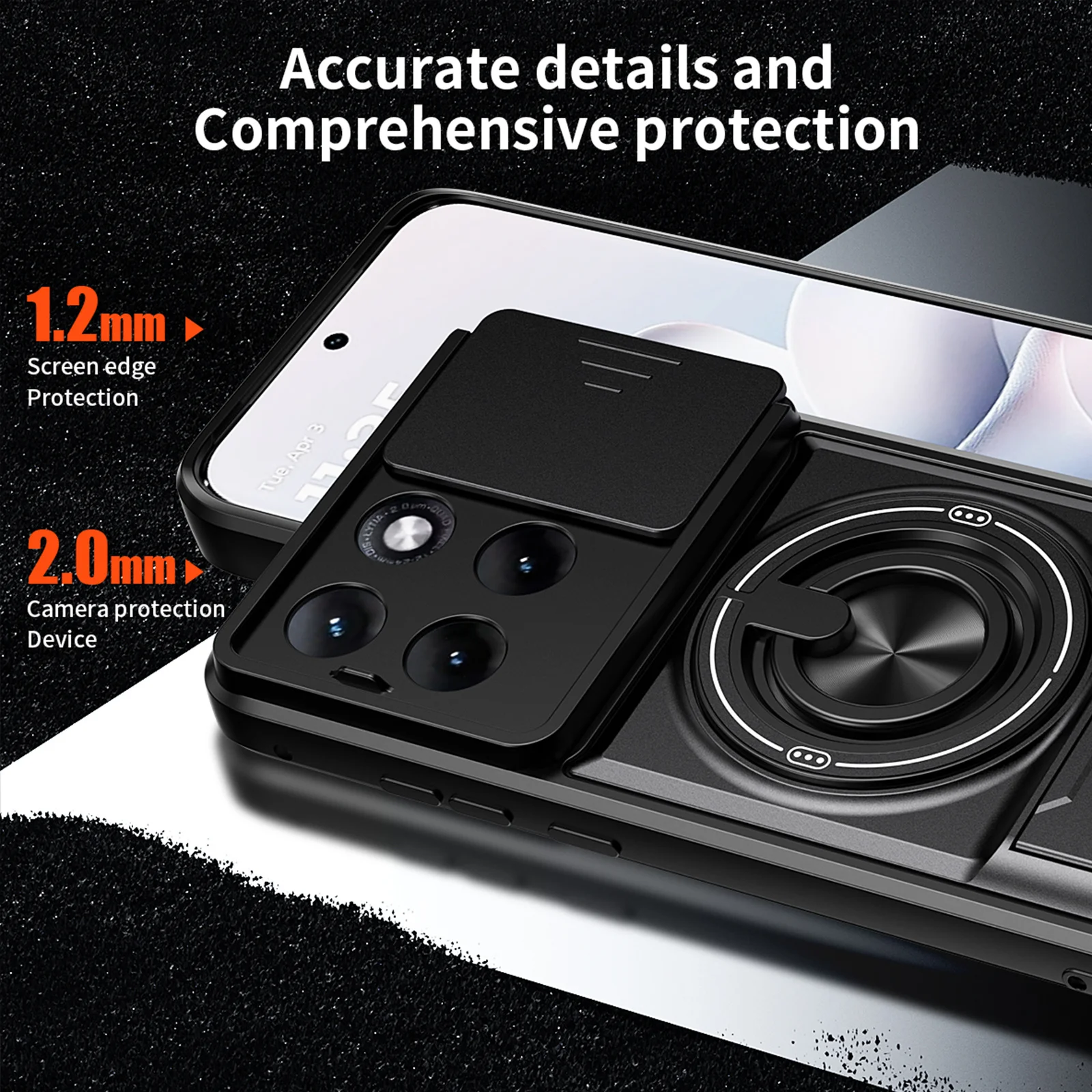 Matte Black Anti-Shock Case with Slide Camera Protection
