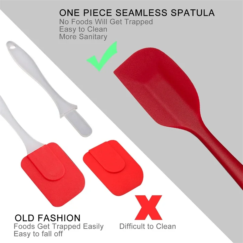 Description Picture 2 of itemKitchen Silicone Spatula Set, 600ÂºF High Heat Flex Silicone Scraper with Nonslip Handle for Cooking Mixing Baking Serving Stirri