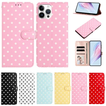 Wave Dot Pattern Leather Flip Wallet Card Bag Case for IPhone Air 17 16 E 15 14 13 11 Pro Max Plus 12 Mini 17E 16E Phone Cover 1