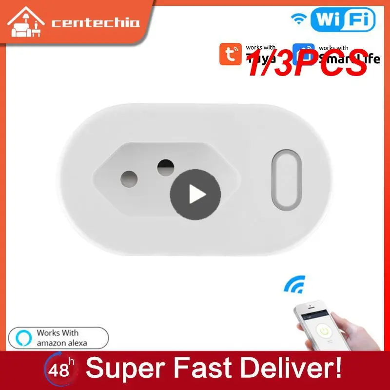 

1/3PCS Tuya 16A/10A Brazil Standard Smart Plug with Power Monitor, Smart Life APP WiFi Smart Socket Works for Home, Alexa