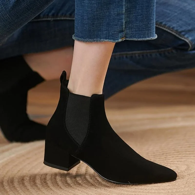 Suede Blocks Heels Boots | Chelsea Boots Block Heel Women - Suede Boots - Aliexpress